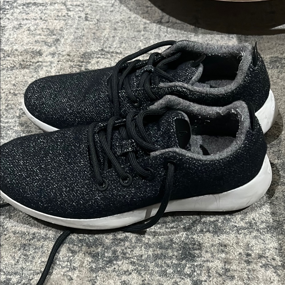 Allbirds Black and White Sneakers with Breathable Knit and Cushioned Sole